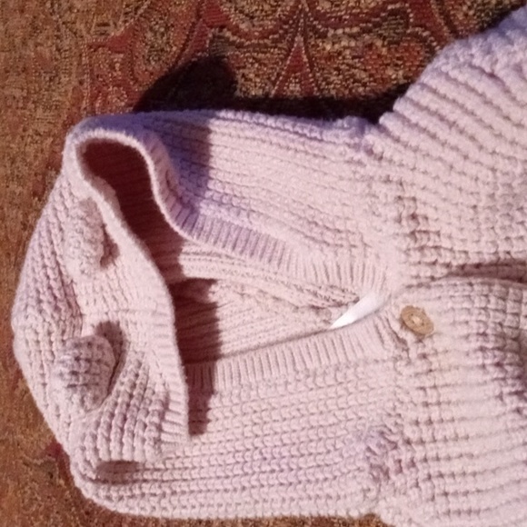Carter's 6 months Waffle Knit Pink Cardigan Sweater, Hooded with Bear Ears - Picture 3 of 11